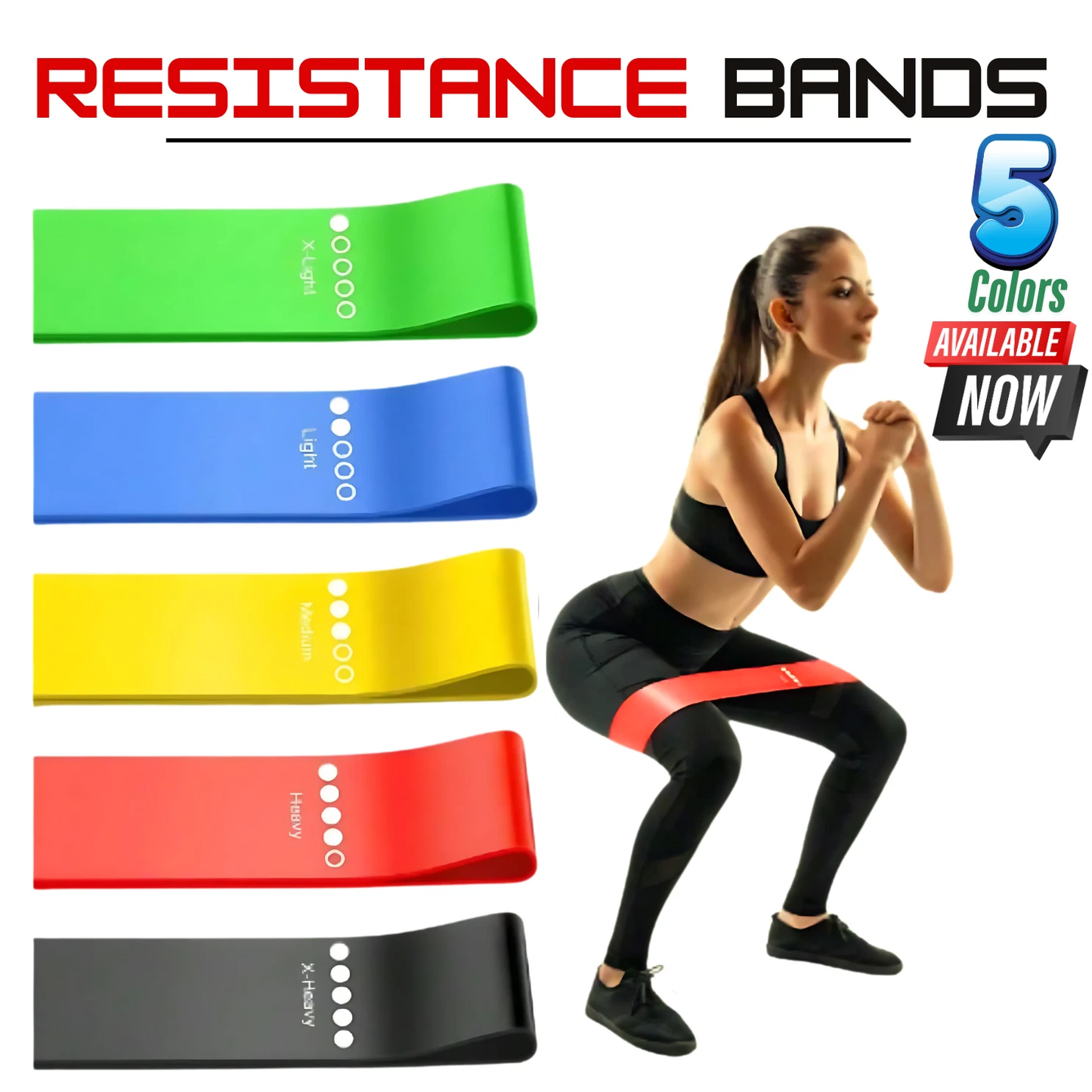 Resistance Bands Loop Set of 5 – Strength, Yoga & Booty Training